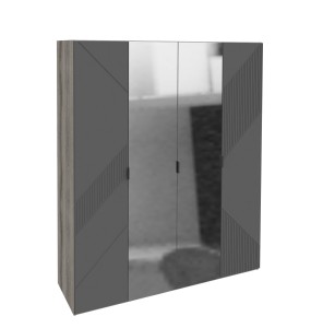 Шкаф четырёхдверный с полками и зеркалами Манхеттен